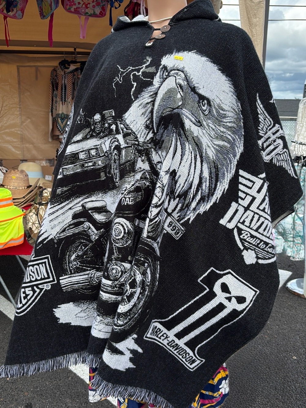 Harley-Davidson Black & White Eagle Motorcycle poncho